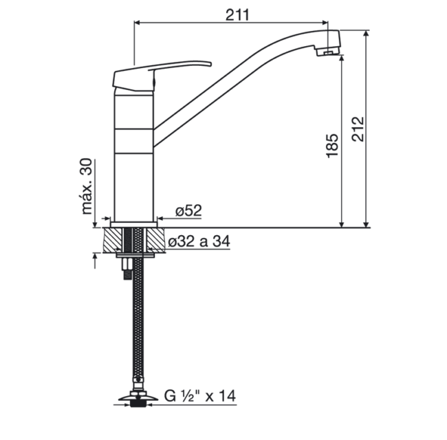 FV 411.02/B1-CR-ARIZONA MONOC. COCINA CROMO ALTO - Imagen 2